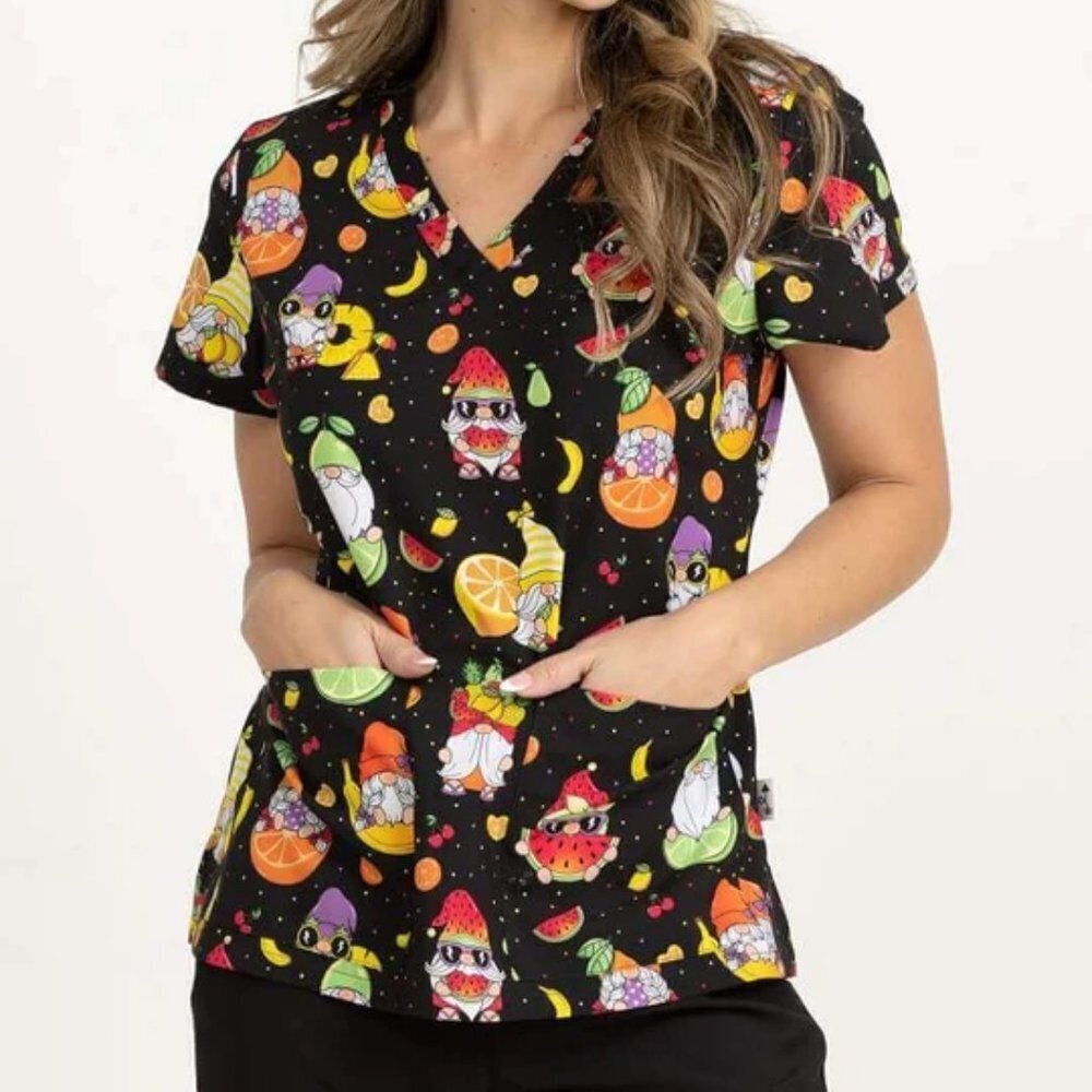 Meraki Sport Print Scrub Top | Gnome Sweet Gnome‎